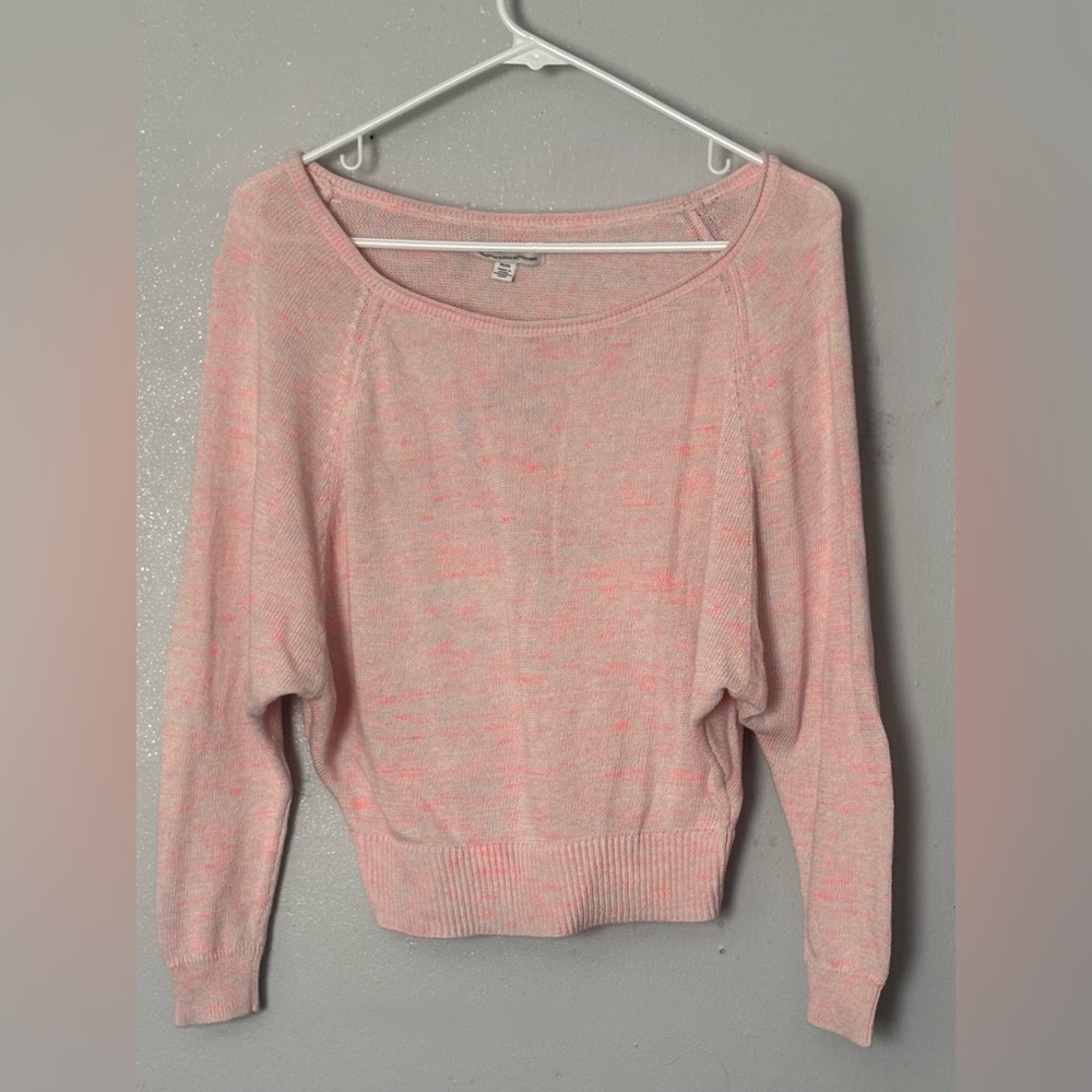American Eagle Outfitters Pink Marbled dolman-sleeve lightweight crop sweater M